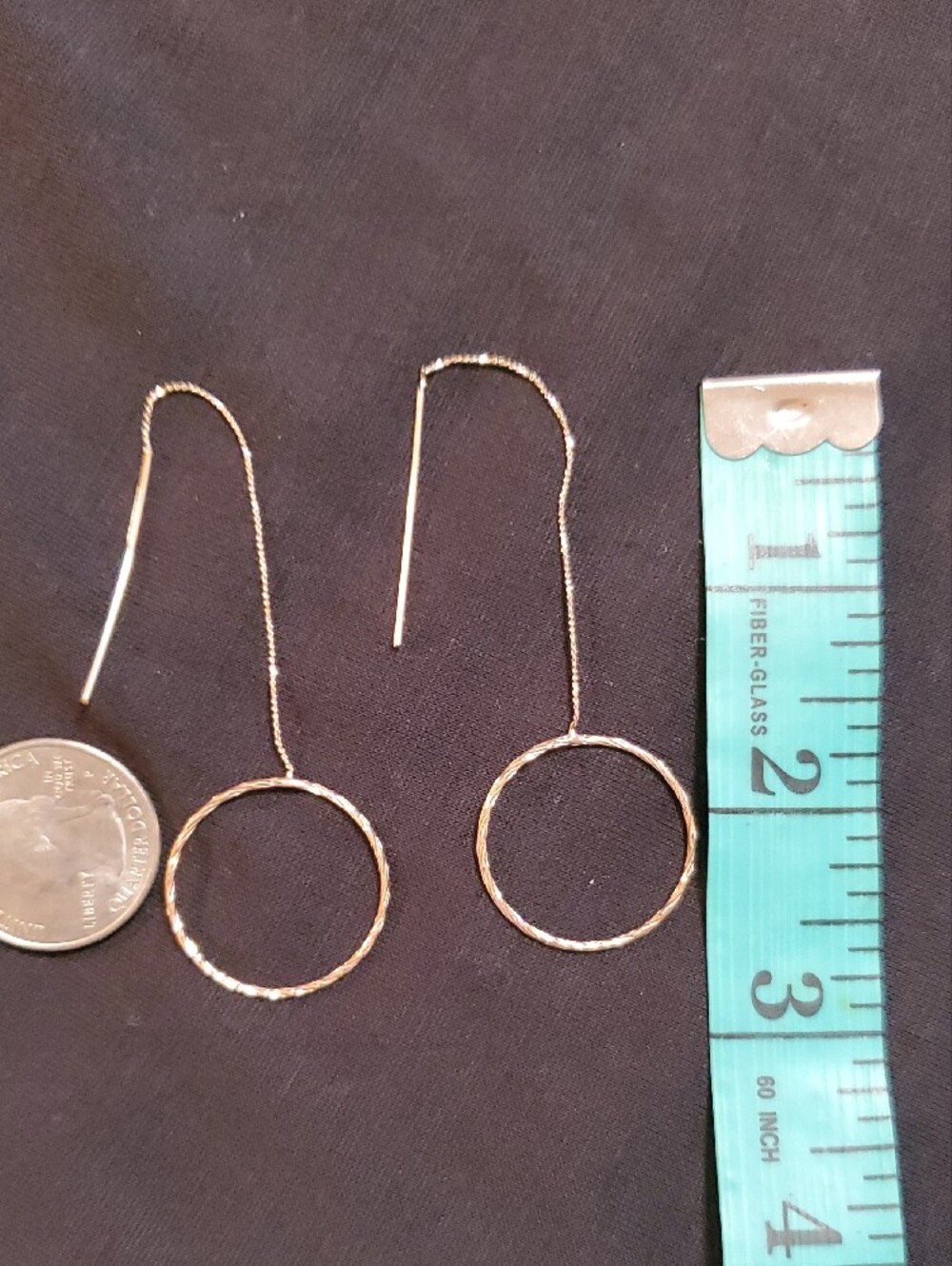 Elegant Gold Circle Threader Earrings - Minimal Women's Jewelry - Picture 5 of 5